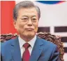  ?? FOTO: AFP ?? Südkoreas Präsident Moon Jae-in setzt auf die „Sonnensche­inpolitik“.