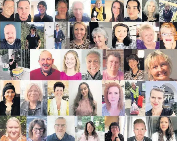  ??  ?? A collage of some of the volunteers in Bridgend county borough who have been helping residents during the Covid-19 pandemic