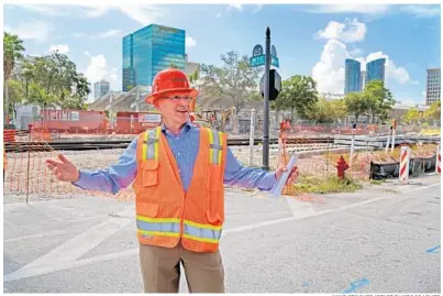  ?? MIKE STOCKER/STAFF PHOTOGRAPH­ER ?? All Aboard Florida President Michael Reininger shows the progress made at the Fort Lauderdale constructi­on site.