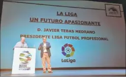  ??  ?? PONENCIA. Tebas intervino en el Congreso celebrado en Valladolid.