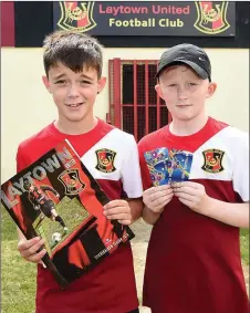  ??  ?? Laytown United players darren Shevlin and Josh Crosbie