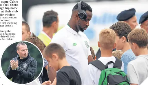  ??  ?? ■
Moussa Dembele was the target for autograph hunters in Austria but Brendan Rodgers (inset) will hope he doesn’t attract a big-money offer from another club during this transfer window.