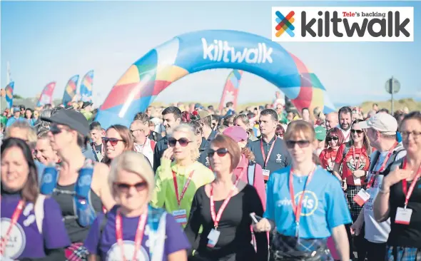  ??  ?? Walkers at the starting line during last year’s Dundee Kiltwalk challenge.