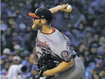  ?? NAM Y. HUH/THE ASSOCIATED PRESS ?? Washington Nationals starting pitcher Stephen Strasburg struck out 12, allowed three hits and walked two during Game 4 of a National League Division Series against the Cubs on Wednesday in Chicago.