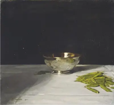  ??  ?? The Lustre Bowl withGreen Peas, 1911, by Sir William Nicholson (1872– 1949), 21½in by 23½in, Scottish National Gallery of Modern Art, Edinburgh