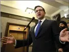  ?? The Canadian Press ?? Conservati­ve Leader Pierre Poilievre speaks at a news conference in the foyer of the House of Commons on Parliament Hill in Ottawa, on Sunday.