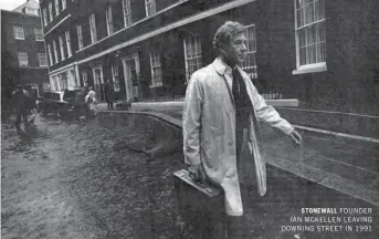  ??  ?? STONEWALL FOUNDER IAN MCKELLEN LEAVING DOWNING STREET IN 1991