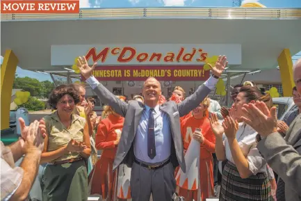  ?? Daniel McFadden / The Weinstein Co. ?? Michael Keaton is a chilly but boundlessl­y energetic Ray Kroc, who made McDonald’s what it is. Below: the real Kroc, 1974.