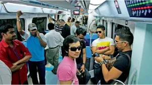  ??  ?? Dubai Metro was the top choice for residents when it comes to public transport. It recorded over 36 per cent of the total public transport ridership in the first six months of 2017. — File photo