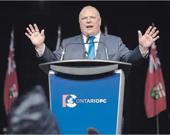  ?? CHRIS YOUNG THE CANADIAN PRESS ?? Doug Ford promised Monday to add to the Greenbelt anything that was taken away, keeping it the same size.