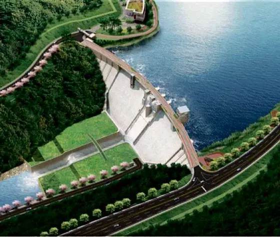  ?? CONTRIBUTE­D PHOTO ?? ARTIST’S DRAWING of the P11.2-billion dam project in Iloilo, which, when completed, will be the biggest dam outside Luzon