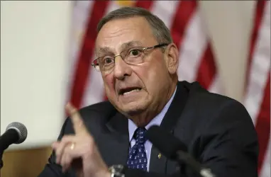  ?? AP PHOTO BY ROBERT F. BUKATY ?? In this March 8 photo, Maine Gov. Paul Lepage speaks at a town hall meeting in Yarmouth, Maine. An emerging debate about whether elected officials are violating people’s free speech rights by blocking them on social media is spreading across the nation...