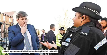  ?? ?? Policing minister Kit Malthouse during his visit to Lozells