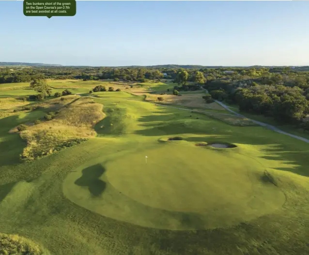  ??  ?? Two bunkers short of the green on the Open Course’s par-3 7th are best avoided at all costs.