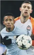  ??  ?? Gabriel Jesus fights for City.