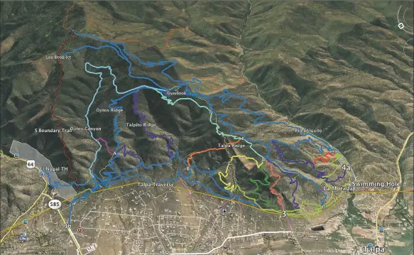  ?? COURTESY ENCHANTED CIRCLE TRAILS ASSOCIATIO­N ?? Routes of Talpa Ridge trails.
