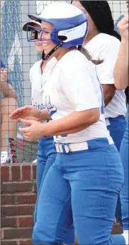  ?? Scott Herpst ?? Ringgold senior Ava Raby breaks out a big smile after one of her two homers in a Region 6-AAA home playoff win over Murray County last week.