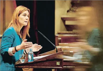  ?? ALBERTO ESTÉVEZ / EFE ?? La presidenta d’En Comú Podem al Parlament, Jéssica Albiach, ahir a la Cambra catalana