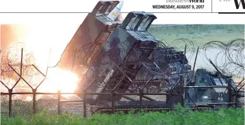  ??  ?? THIS HANDOUT photo taken on July 29, and provided by South Korean Defense Ministry in Seoul shows US Army Tactical Missile System firing a missile into the East Sea from an undisclose­d location on South Korea’s east coast during a South Korea-US joint...