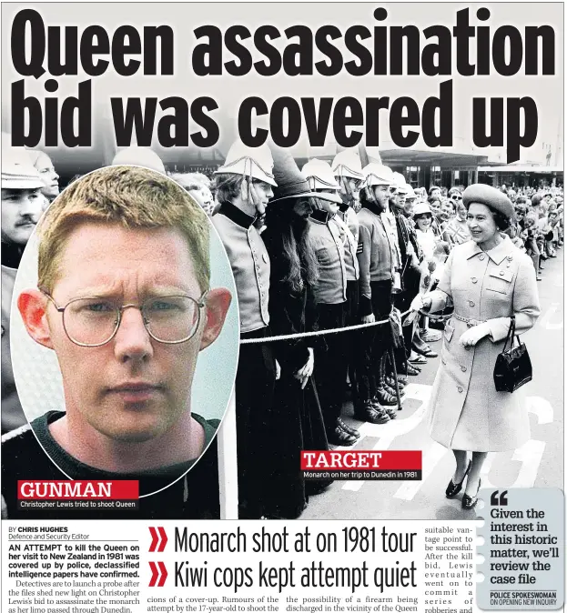  ??  ?? Christophe­r Lewis tried to shoot Queen Monarch on her trip to Dunedin in 1981