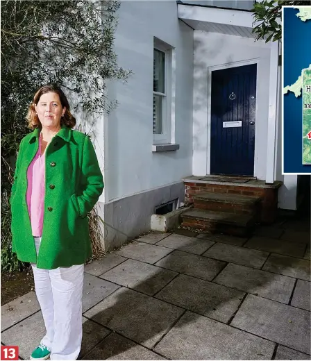  ?? ?? 13 Itchy feet: Shona outside her latest home in Chichester, West Sussex, which is up for sale