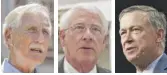  ?? AP FILE PHOTOS ?? U.S. Senators Angus King (from left), Roger Wicker and John Hickenloop­er.