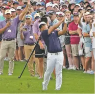  ?? JOHN RAOUX THE ASSOCIATED PRESS ?? Kurt Kitayama hits a shot to the green from just off the 18th fairway during the final round of the Arnold Palmer Invitation­al on Sunday in Orlando, Fla. Kitayama earned a oneshot win over Roy McIlroy and Harris English.