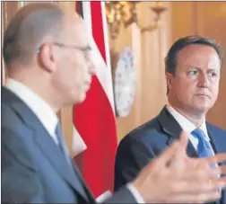  ?? Picture: AP. ?? Italian Prime Minister Enrico Letta and David Cameron hold a joint news conference at 10 Downing Street.
