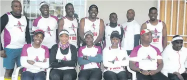  ?? ?? Bella’s Athletics Club’s runners. Back: Akim Milazi; Sizwe Taitai, Shumani Budeli, Bobo Zitha, Sipho Ngomane (former Comrades winner) Charles Nkosi, Zolani Nyuliwe, (front) Pollen Mathabe, Czar Msweli, Moshubudi Monyepao, Phumzile Nxumalo, Themba Ngwenya ka Shube and Paul Bulwana.