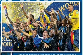  ?? GETTY IMAGES ?? Winners and sinner: France celebratew­ith celebrate with the trophy and Neymar falls theatrical­ly