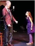  ??  ?? Lydia Borkwood of Penticton joined her friend Stuart McLean on stage during his 2015 show at the Cleland Theatre.