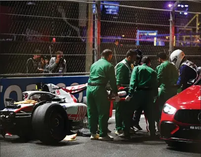  ?? ?? Mick Schumacher is extracted from his car after crashing during qualifying in Saudi Arabia