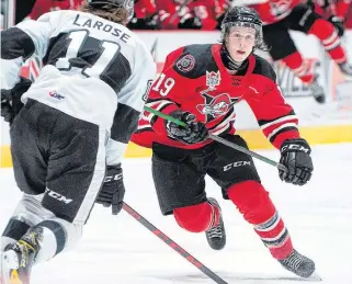  ?? GHYSLAIN BERGERON ?? Named an assistant captain for the 2022-23 season, Luke Woodworth of Bridgewate­r is in his third year with the QMJHL’S Drummondvi­lle Voltigeurs.