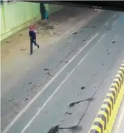  ?? FRESH NEWS ?? In side-by-side frames of CCTV footage taken seconds apart, Oeut Ang can be seen running down Mao Tse Tung Boulevard in Phnom Penh moments after shooting political analyst Kem Ley, with two motorbikes and an SUV believed to be carrying police officials...