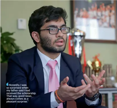  ?? Photo by Dhes Handumon ?? sanchit Kapoor is all set to join the prestigiou­s university of California, Berkeley in the us. the gems Modern Academy student is also one of the recipients of Regents’ and Chancellor’s scholarshi­p; selected from among 85,000 applicants. —