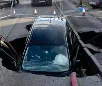  ??  ?? Sunk: Sinkhole which opened up in Brentwood