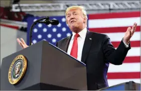  ?? SUSAN WALSH / ASSOCIATED PRESS ?? President Donald Trump speaks Wednesday at a rally at AMSOIL Arena in Duluth, Minn.