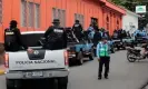  ?? Photograph: AFP/Getty ?? Police officers and riot police patrol outside Matagalpa’s diocese building preventing Rolando Álvarez from leaving earlier this month.