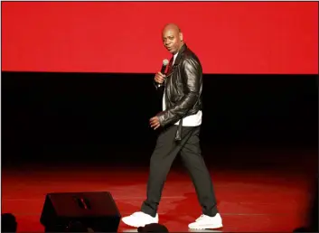  ?? JASON MENDEZ — GETTY IMAGES FOR ABA/ TNS ?? Dave Chappelle performs during a midnight pop-up show at Radio City Music Hall on Oct. 16, 2022, in New York City.