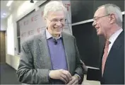  ?? Steven Senne Associated Press ?? MIT PRESIDENT Rafael Reif, right, with professor Bengt Holmstrom, says the scientific community by its nature is a global one, and it will remain so.