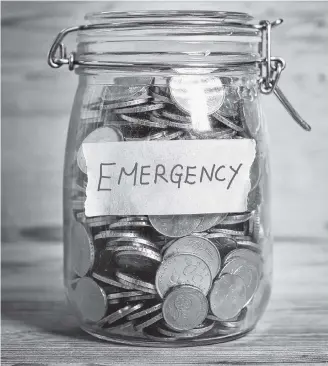  ?? 123RF ?? Financial advisor Kevin Dorey suggests creating a separate emergency fund that contains the equivalent of six to nine months of living expenses.
