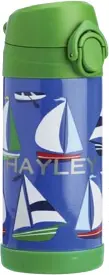 ??  ?? Preppy sailboats decorate the Mackenzie water bottle. There’s a lunch bag and backpack with the design, too.