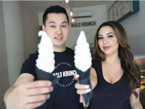  ?? RENÉ JOHNSTON PHOTOS/TORONTO STAR ?? Tuan Nguyen and Charlene D’Aoust, co-owners of iHalo Krunch, wanted to launch the ice cream shop last summer but couldn’t find a place to rent.