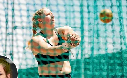  ?? ATHLETICS NZ (above); GETTY ?? Lauren Bruce was ultimately an easy winner in the hammer throw; in contrast, Eliza McCartney could only watch from the sidelines.