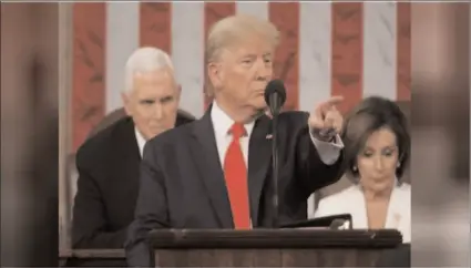  ?? -AP ?? US President Donald Trump delivers his State of the Union address to a joint session of the US Congress in the House Chamber of the U.S. Capitol.