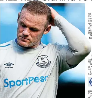  ?? EPA ?? Head-scratcher: Rooney has been charged with drink-driving