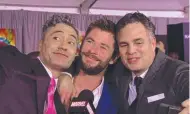  ?? Picture: MARVEL ?? Director Taika Waititi, ‘Thor’ Chris Hemsworth and ‘Hulk’ Mark Ruffalo.