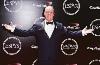  ?? Jordan Strauss / Associated Press ?? Scott Hamilton arrives at the ESPY Awards in 2016. Hamilton, a figure skating icon, will sit atop a bike and cycle 444 miles in the Erase the Trace, a five-day ride along the Natchez Trace Parkway to raise money for cancer research.