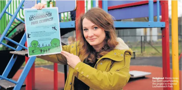  ??  ?? Delighted Kirstin Innes has been spearheadi­ng the project to improve Lochwinnoc­h Park