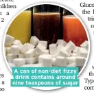 ??  ?? A can of non-diet fizzy drink contains around nine teaspoons of sugar